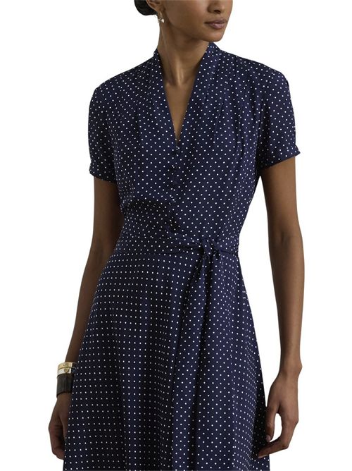 abito donna a pois blu e bianco Ralph Lauren | 200P11525001